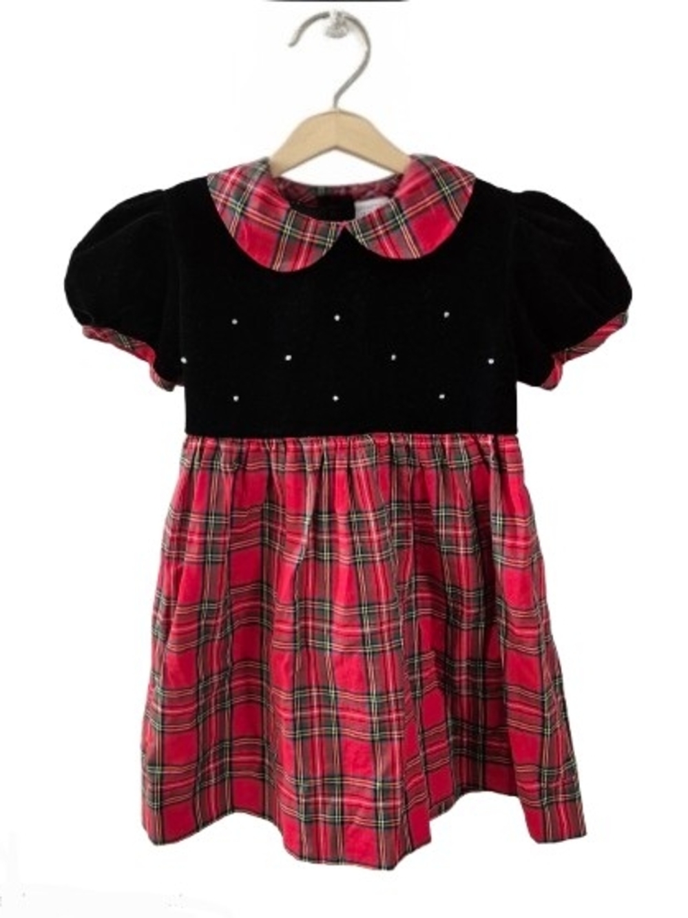 Vintage Carriage Boutique Black and Red Plaid Holiday Dress - 18 months